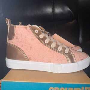 Disney Princess Ground Up Girl’s High-Top Size 5 Sneakers Pink & Gold New